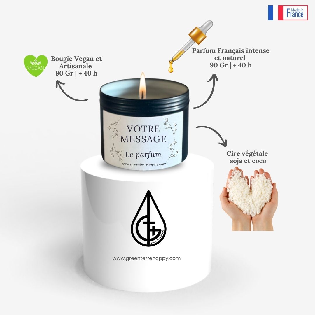 Bougie parfumée personnalisée message texte /Cadeau unique et sur-mesure pour un ami maman papa grand-mère collègue employé entreprise /Noël