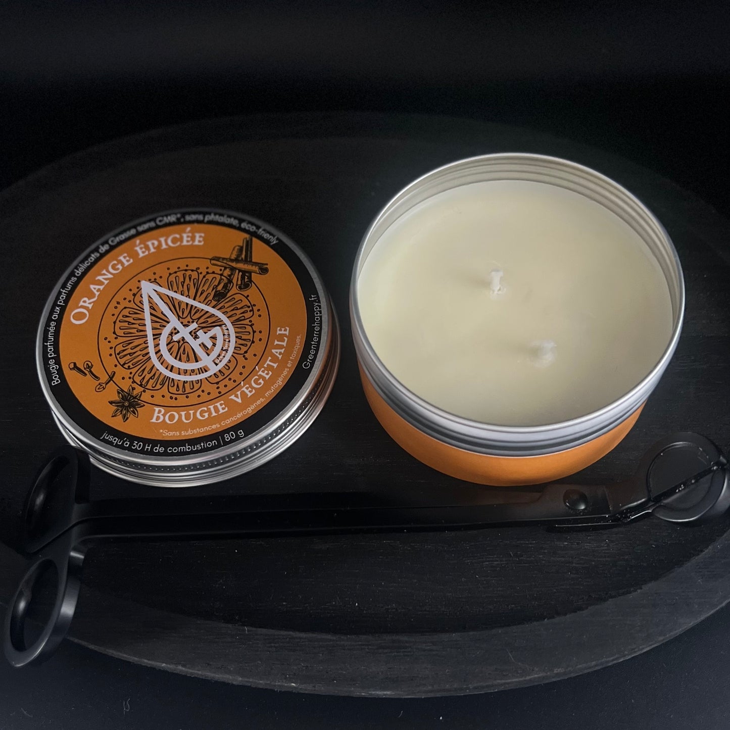 Bougie parfumée Orange épicée non toxique, bougie vegan naturelle artisanale