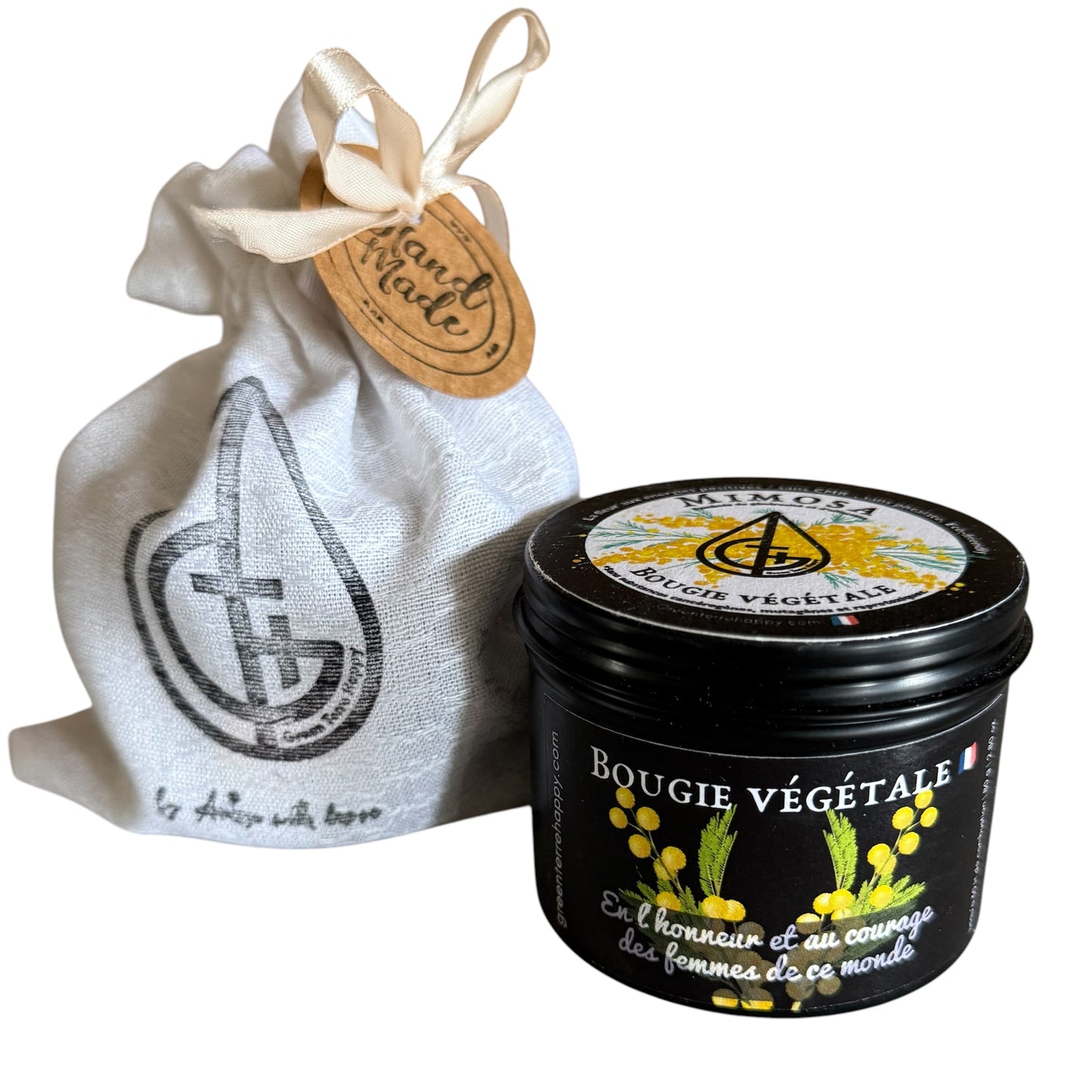 Bougie parfumée Mimosa positive énergie, porte bonheur, bougie végétale artisanale