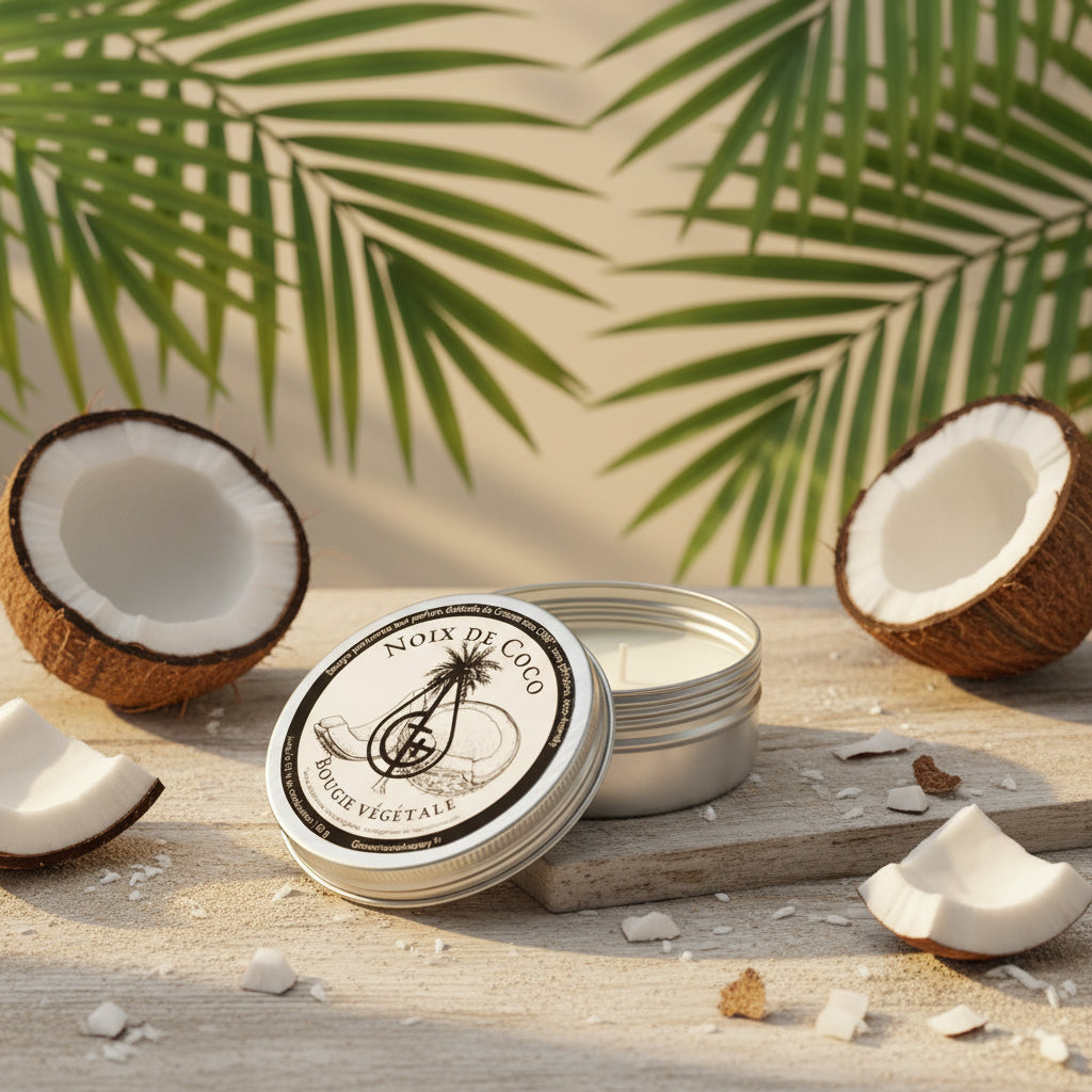 bougie a la cire vegetale parfum noix de coco