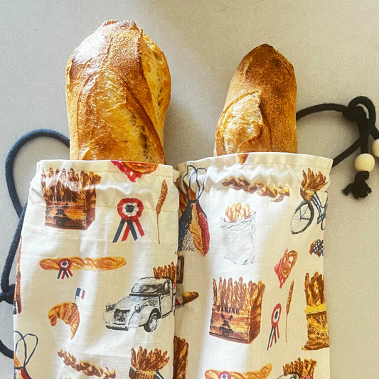sac a baguette en toile de coton cire impermeable