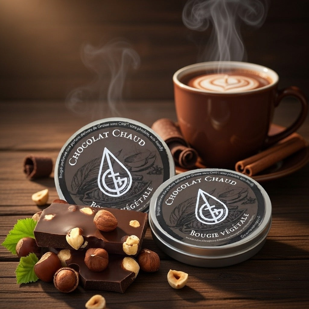 Bougie parfumée Chocolat, fait main en France, bougie artisanale vegan
