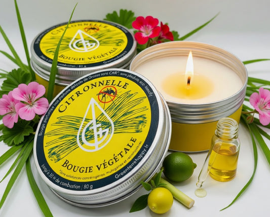 Bougies a la citronnelle ani moustique naturel artisanal et végétal sans substances nocives
