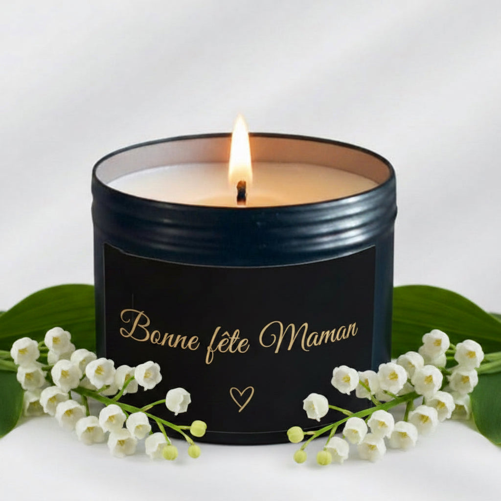 Bougies brin de muguet pour la Fête des Mères. Message. Bonne fête Maman