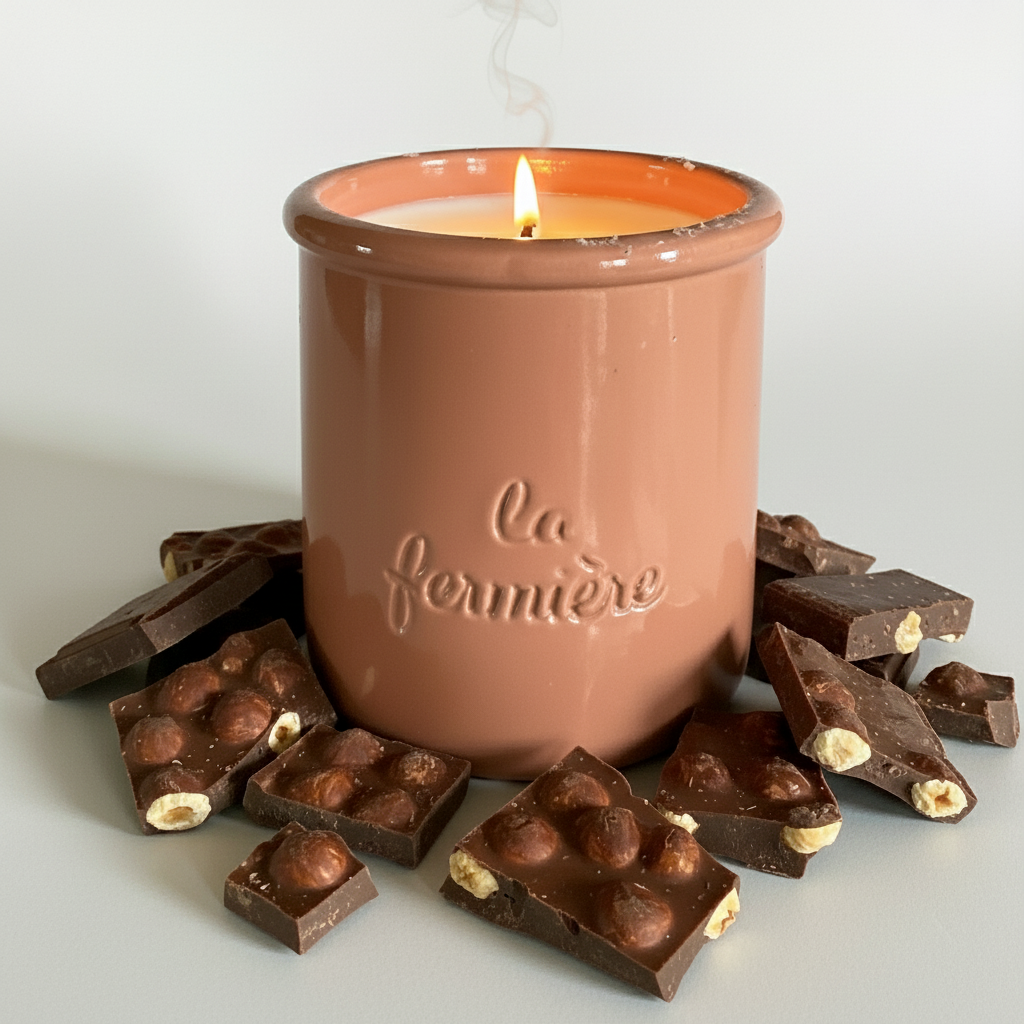 Bougie Végétale coulée à la main dans un pot de yaourts en terre cuite, recyclé