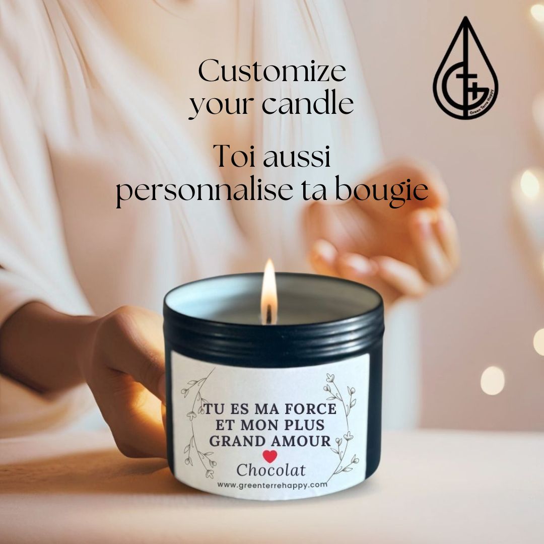 Bougie végétale, artisanale, parfum, personnalisable, message personnel idée cadeau personnalisable