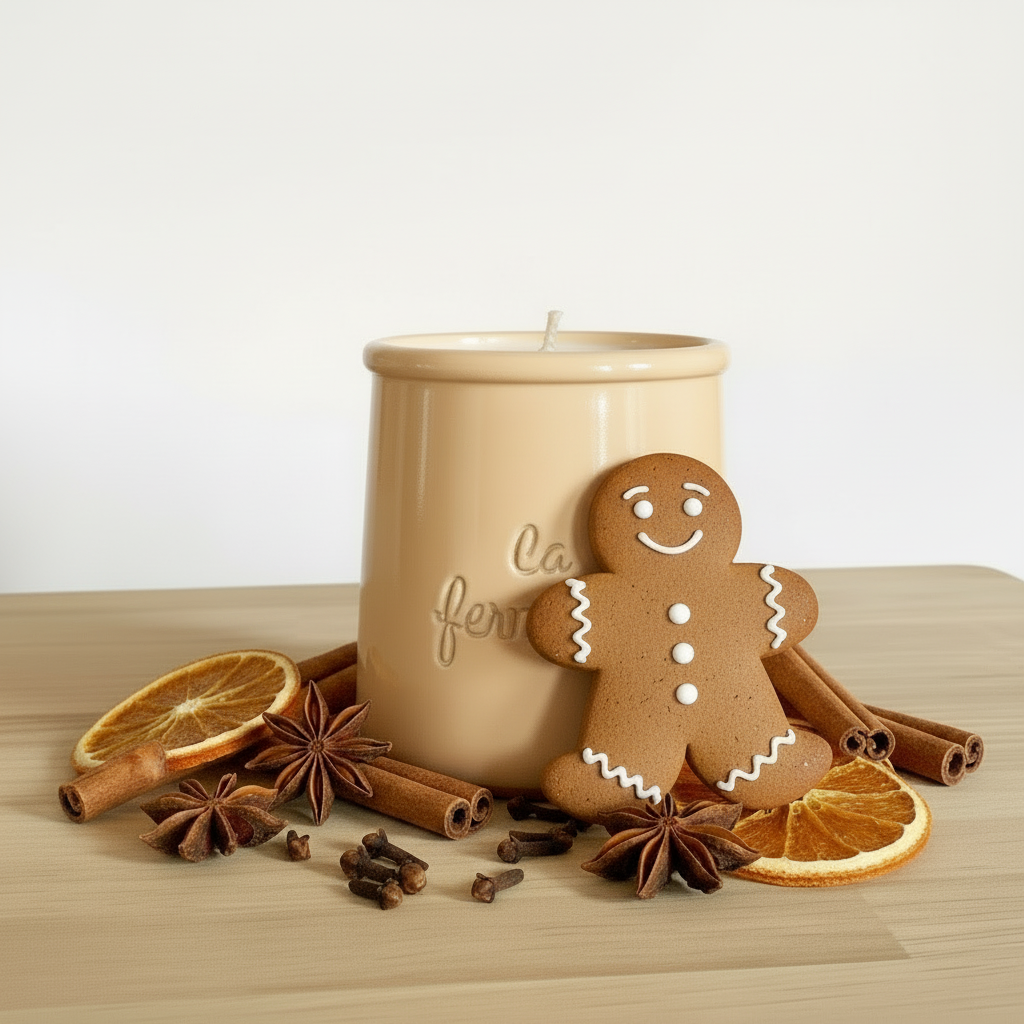 Bougie Artisanale en Cire Végétale – Pot de Yaourt en Terre Cuite Recyclé – Parfums Vanille ou Pain d’Épices (120 g)