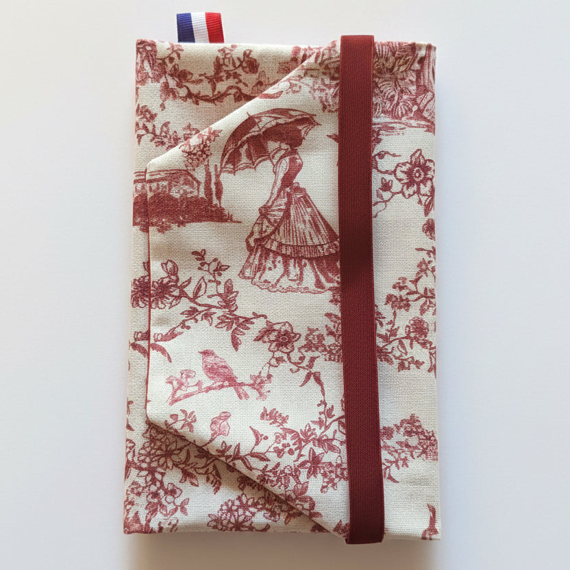 Couvre livres en coton, toile de Jouy, motif français, décoration, protège lecture, protège livre Idée cadeau à offrir