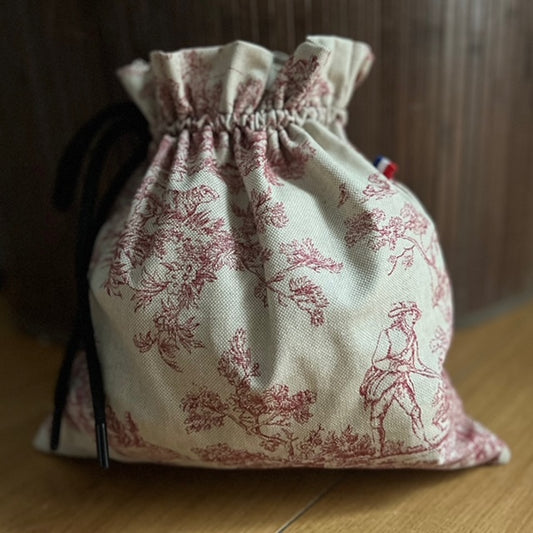 Wasserdichte Beuteltasche aus französischem Jouy-Canvas 28 x 24 cm
