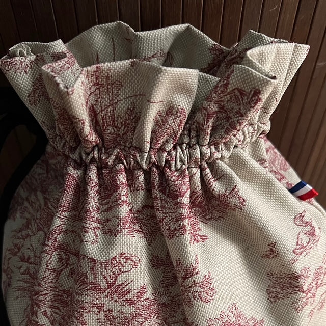 Wasserdichte Beuteltasche aus französischem Jouy-Canvas 28 x 24 cm