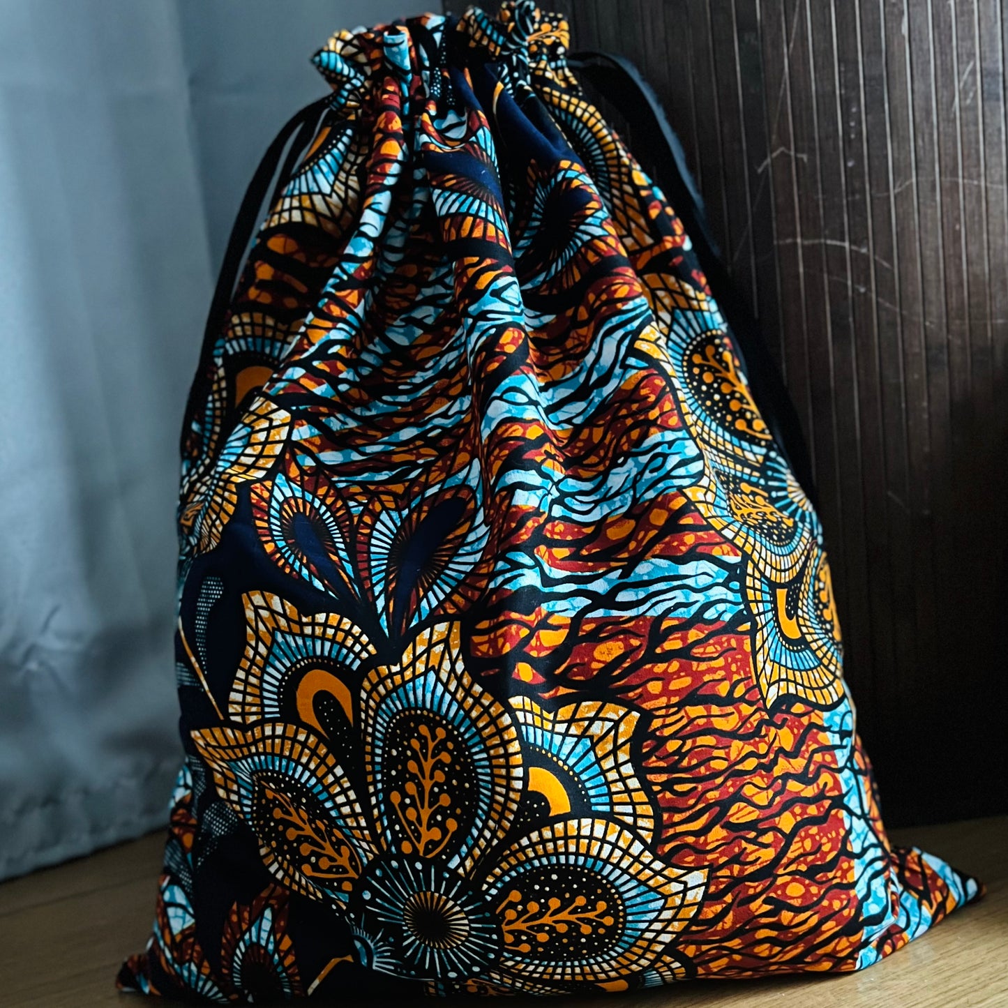 Emballage cadeaux en tissu sac réutilisable zéro déchet, en tissus wax, pochon 100% coton Furoshiki