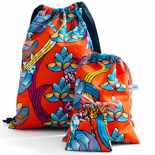 Sac cadeau tissu wax tissu Africain aux couleurs vives et lumineuses 