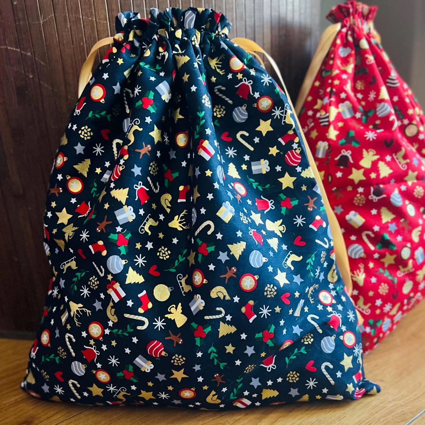 Geschenkverpackung aus doppellagigem Baumwollgazestoff, Zero Waste, wiederverwendbare Beutel
