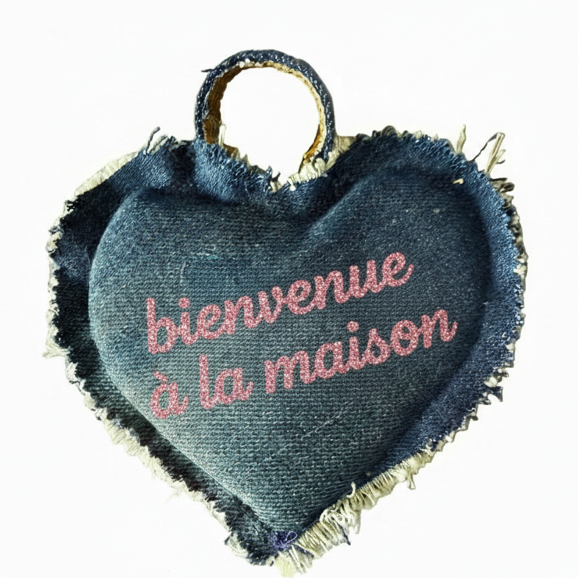 Cœurs porte-clés et décoration en Jeans Recyclés