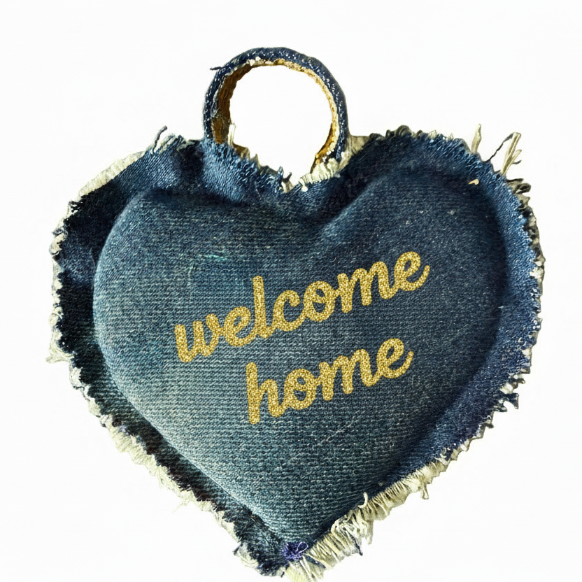Cœurs porte-clés et décoration en Jeans Recyclés